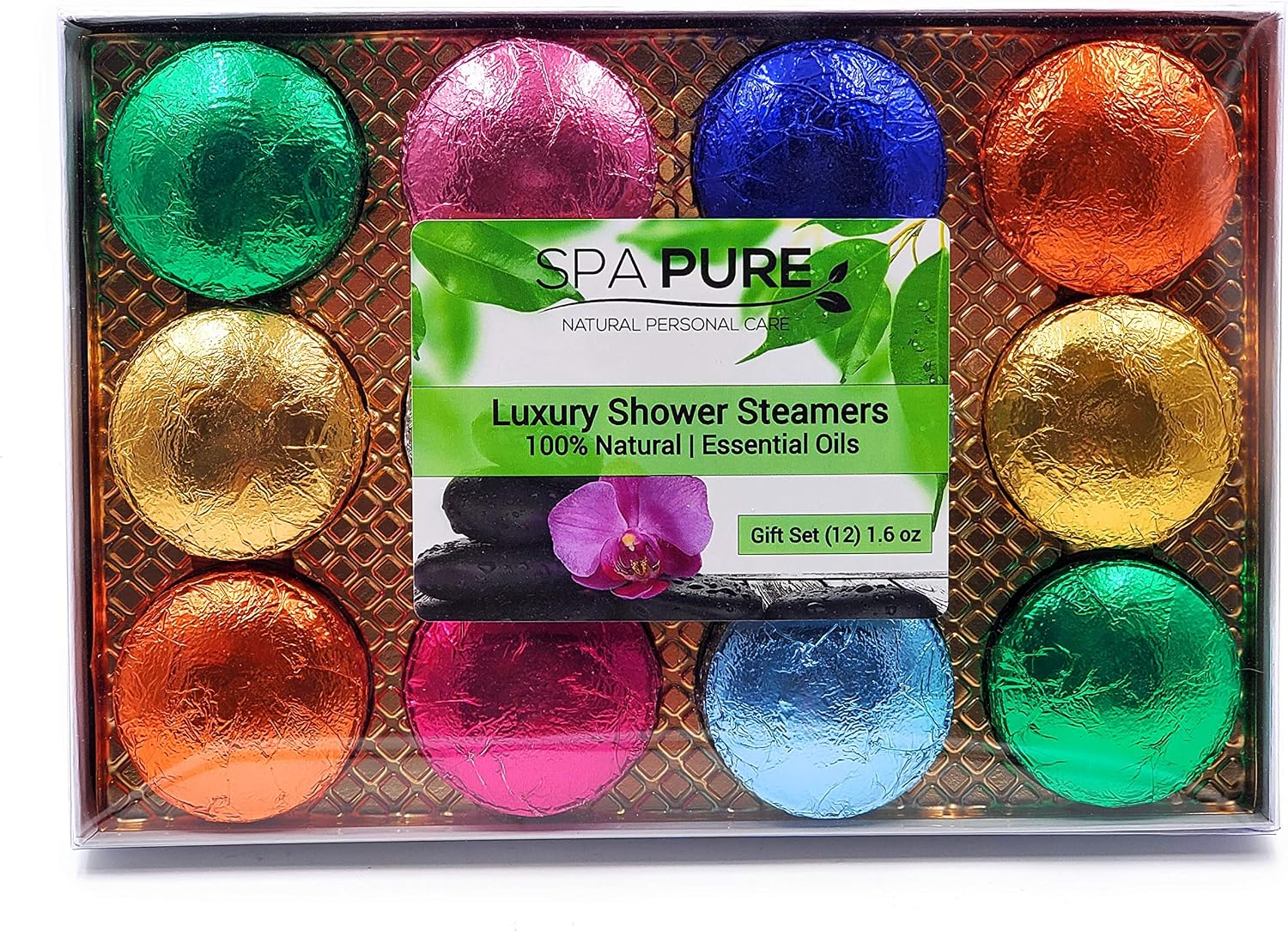 Spa Pure Shower Bombs: NEW SCENTS Rejuvenating Steamers Aromatherapy Tablets, Bomb, Vaporizing Steamer Soothers Bath Melt for Women, Men, Natural Organic Large Cosmetic Fizzies (12 Count) Pack of 1