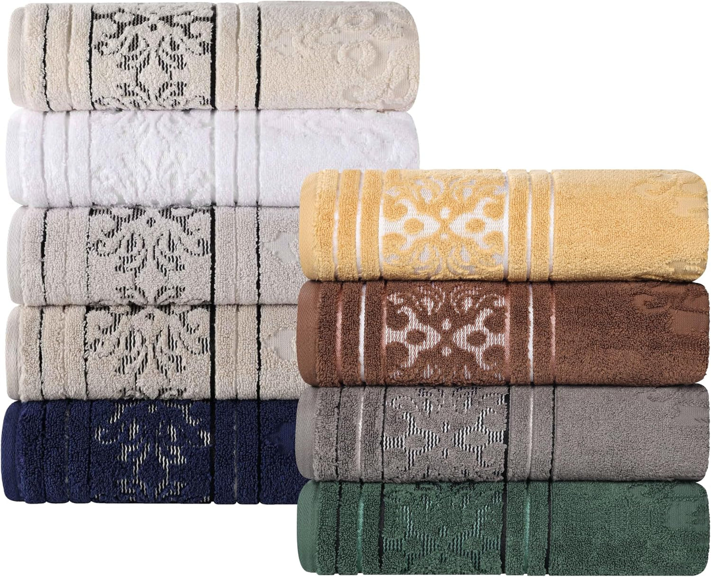 Superior Cotton 3 Piece Towel Set, Includes 1 Bath, 1 Hand, 1 Washcloth/Face Towel, Quick Dry, Home Essentials, Shower, Spa, Luxury Plush Soft Absorbent Towels, Zero Twist, Jacquard Floral, Navy Blue