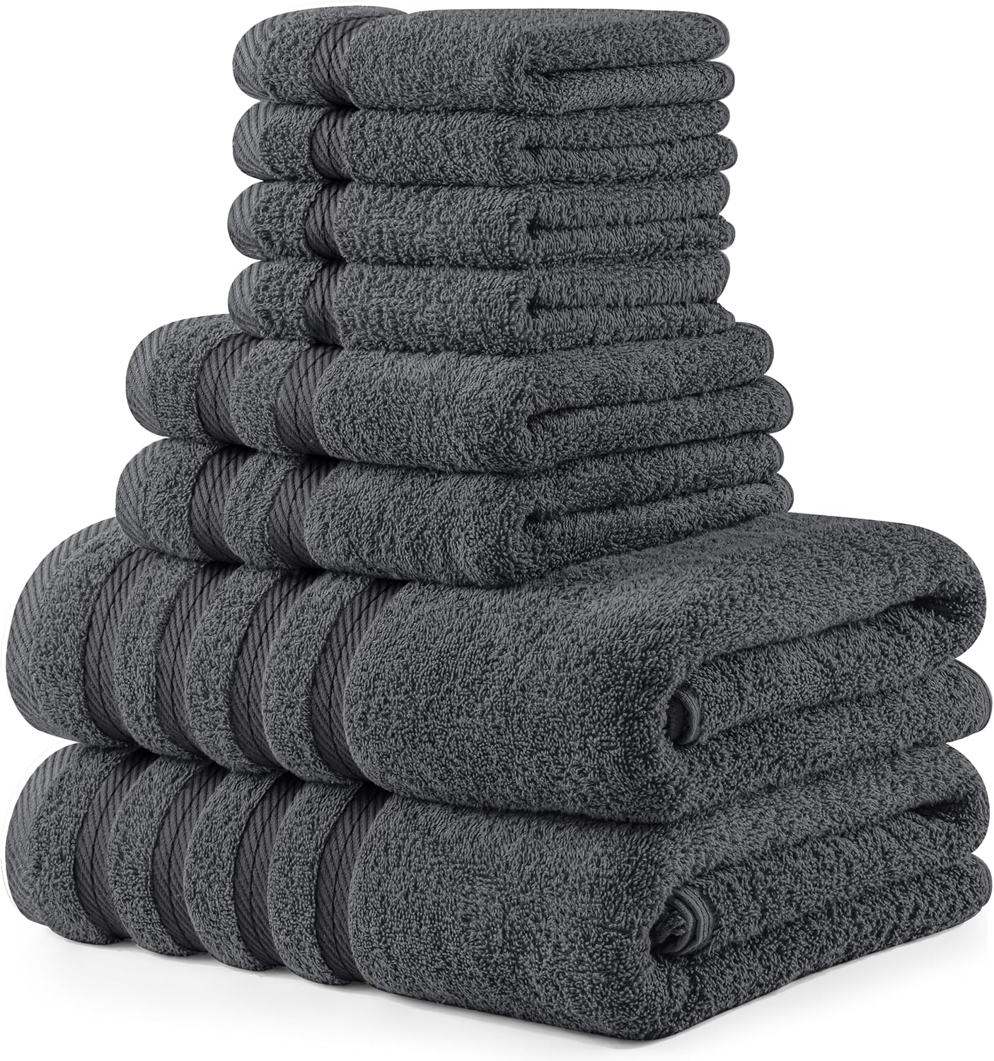 Utopia Towels 8 Piece Towel Set – Super Absorbent & Quicker-to-Dry, Thick 100% Ring Spun Cotton Towels for Bathroom, Spa & Hotel – 2 Bath, 2 Hand, 4 Washcloths, Grey