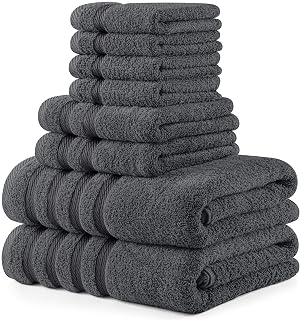 Utopia Towels 8 Piece Towel Set – Super Absorbent & Quicker-to-Dry, Thick 100% Ring Spun Cotton Towels for Bathroom, Spa & Hotel – 2 Bath, 2 Hand, 4 Washcloths, Grey
