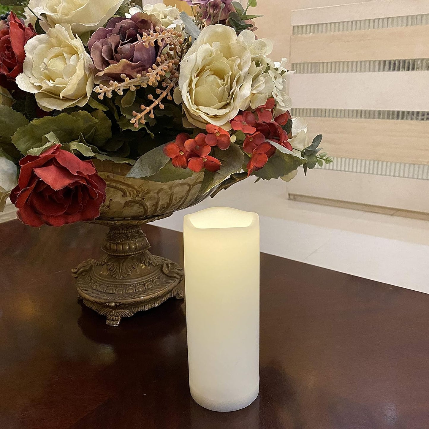 Waterproof Outdoor Flameless Pillar Candle with Timer Battery Operated Electric LED Candle Set for Gift Home Décor Party Wedding Supplies Garden Halloween Christmas Decoration, 1 Pack, 3” x 8”