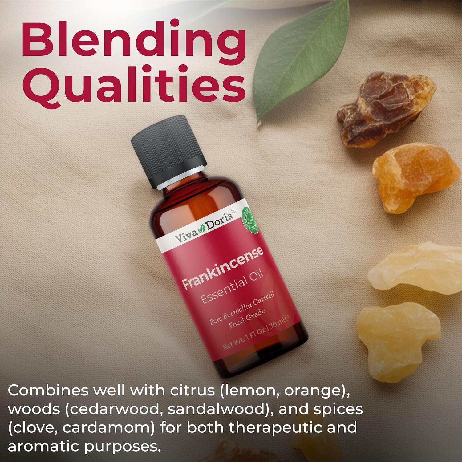 Viva Doria Frankincense Essential Oil, 100% Pure, Natural Essential Oil, Undiluted, for Aromatherapy | Food Grade, 30 mL (1 Fluid Ounce)