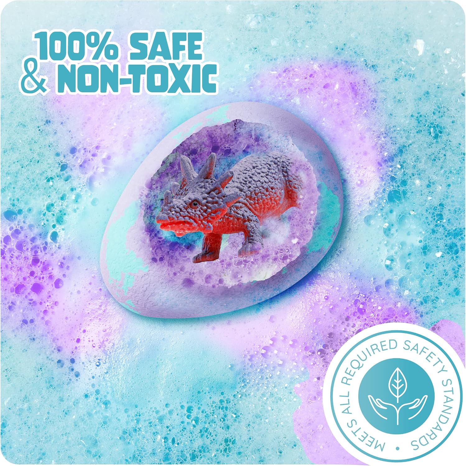 Dan&Darci Dino Egg Bath Bombs for Kids - Easter Basket Stuffers - Kid Baths Bomb with Surprise Inside - Dinosaur Toys Gift for Boys and Girls Ages 6 7 8 Years Old Gifts - Fun Educational Toy Fizzy