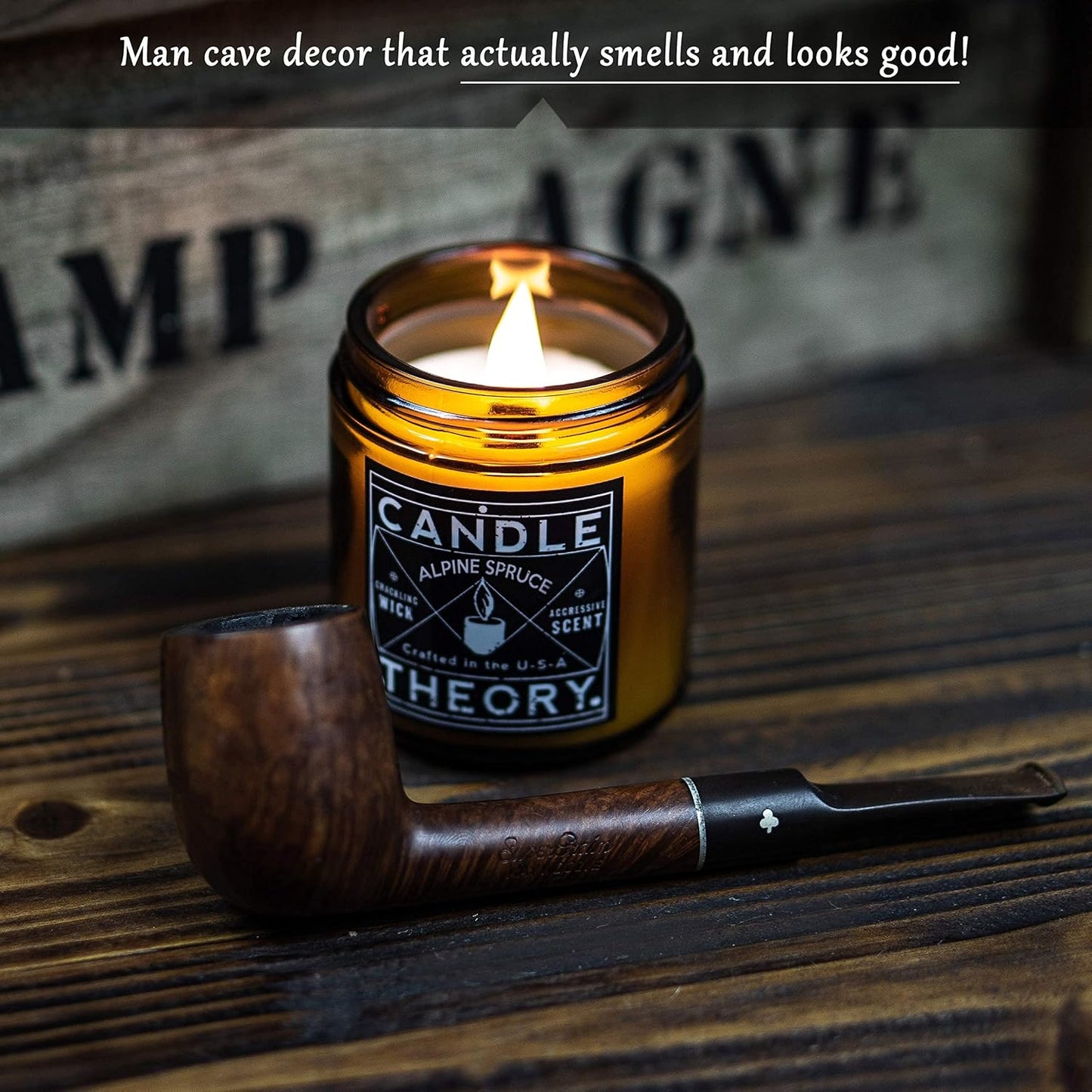 Scented Candle Gift Set with Crackling Wood Wicks 3, 4oz Candles, Misty Falls, Alpine Spruce, Spring Meadow - Designed for Both Men Women, Man Cave Decor Wood Wicks Candle Candles for Home