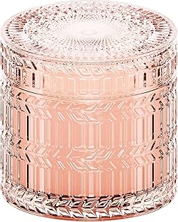 Hidden Label Rose Sandalwood Candle, 7.4oz Wood Wick, Pink Jar | 55H Burn | Crackling Wood Wick | Non-Toxic Soy Wax | Romantic Pink Decor & Gift