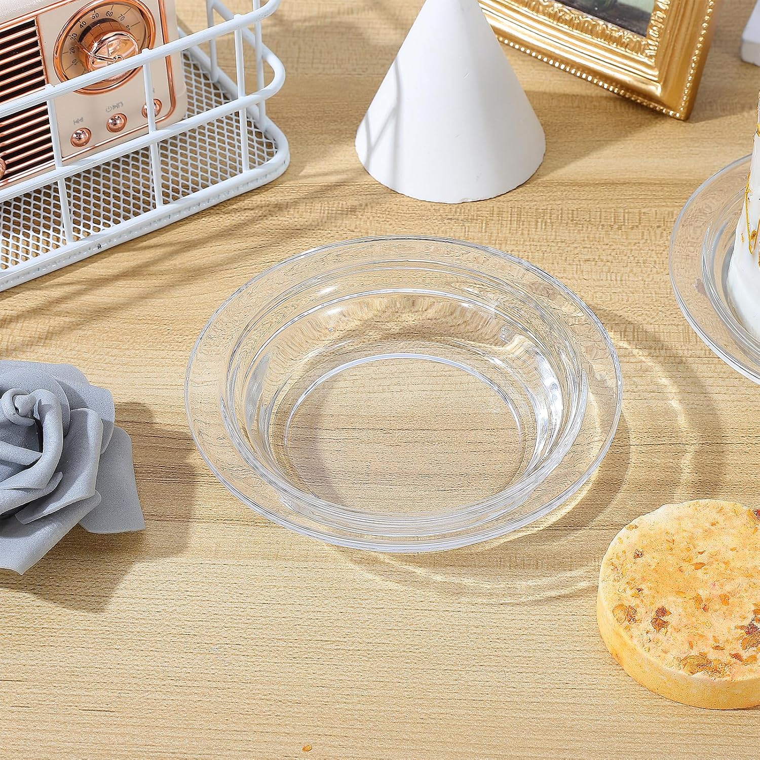2Pcs Replacement Wax Heating Tray, 4.5in Glass Aromatherapy Tray Candle Melt Bowl, Wax Warmer Dish Oil Warming Plate, Candle Melting Burner Accessories Oil Warmers for Scents Heating