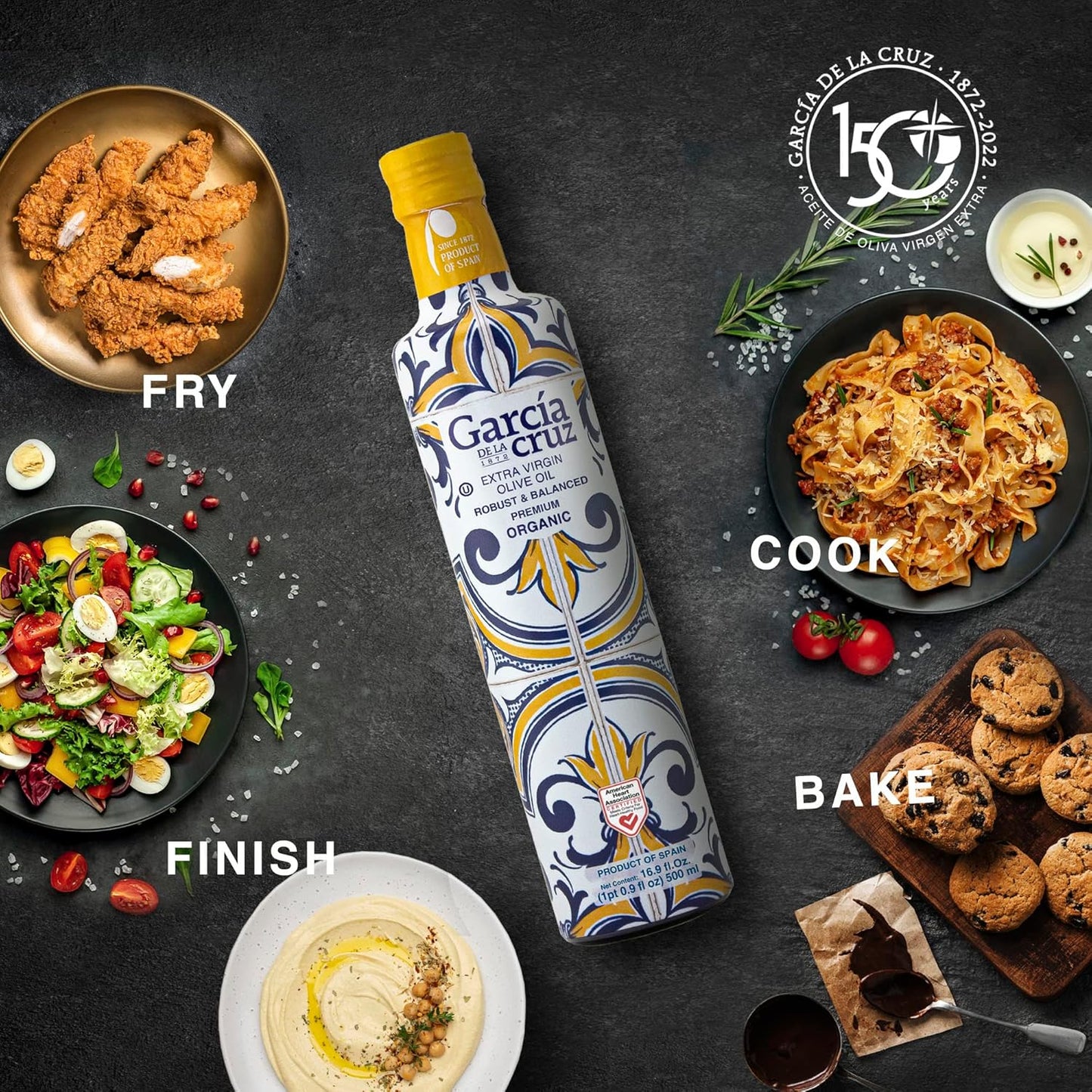 GARCÍA DE LA CRUZ - Organic Extra Virgin Olive Oil, Master Miller Premium Oil, Almond and Tomato Tones, Smooth Body, Sourced in Spain, Montes de Toledo, Glass Bottle - 500 ml