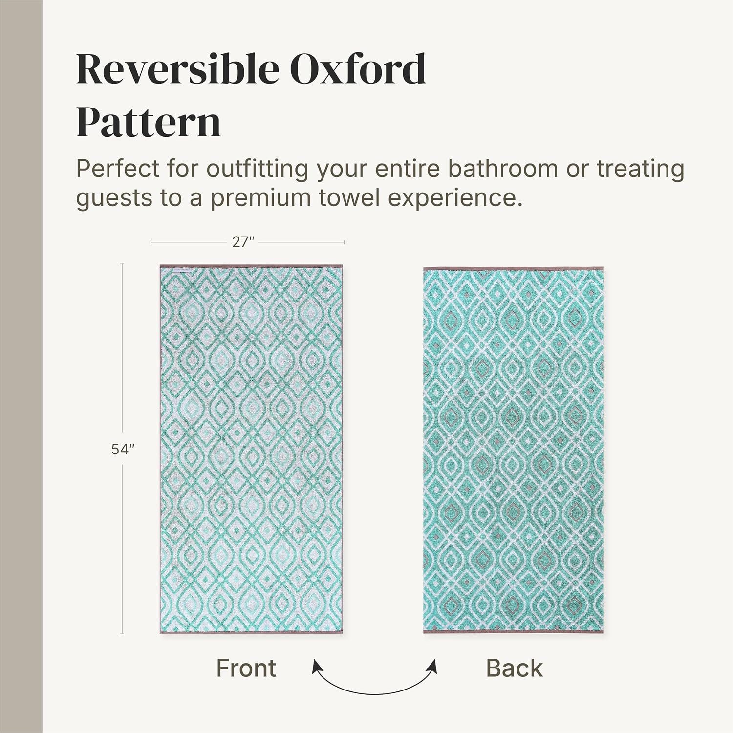 Modern Threads 6 Piece Bath Towel Set – Bathroom Set with 2 Bath Towels, 2 Hand Towels, and 2 Wash Cloths – 100% Cotton, Super Absorbent & Extra Soft – Reversible Classic Diamond (Aqua)