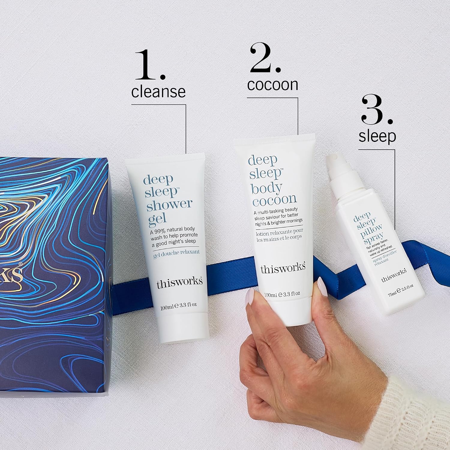 This Works Dream to Sleep Kit – Deep Sleep Pillow Spray 75ml, Shower Gel 100ml & Body Cocoon 100ml – Science-Backed Bedtime Ritual with Lavender, Chamomile & Vetivert