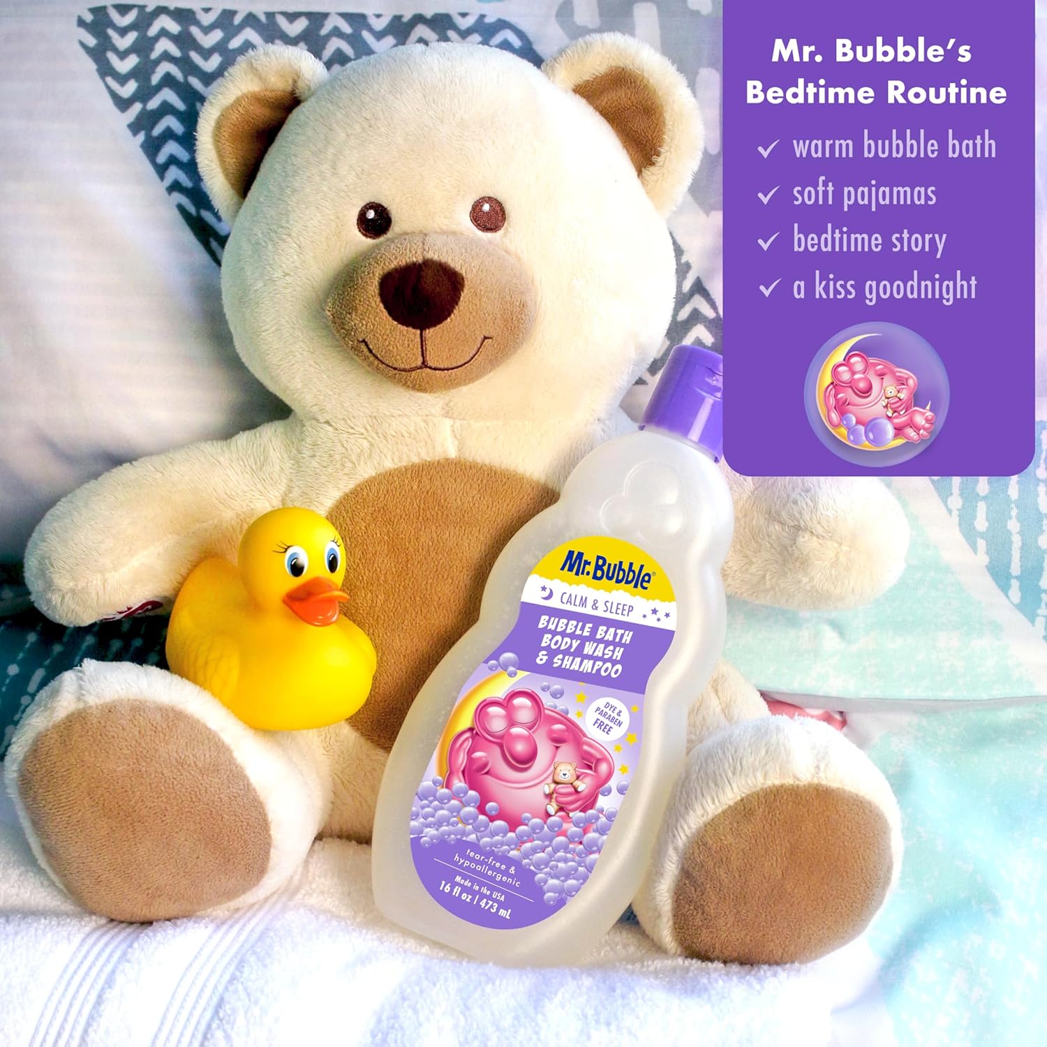 Mr. Bubble Calm and Sleep 3in1 Bubble Bath, Body Wash & Shampoo, 16 oz., Pack of 4