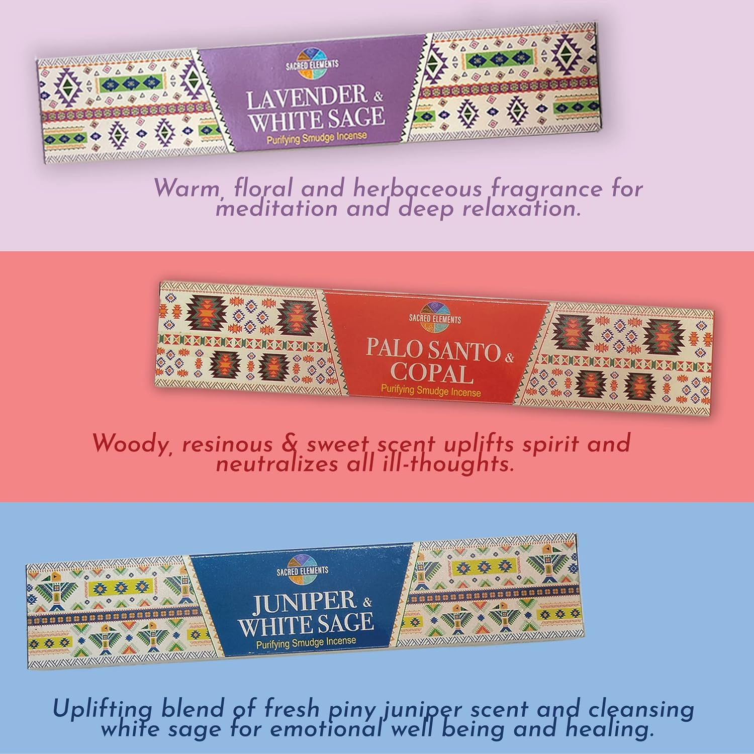 Cleansing Incense Sticks Variety Pack - 6 Masala Incenses - White Sage, Lavender, Myrrh, Copal Mexico & Palo Santo Incense Sticks | Inciensos para Sacar Malas Energias
