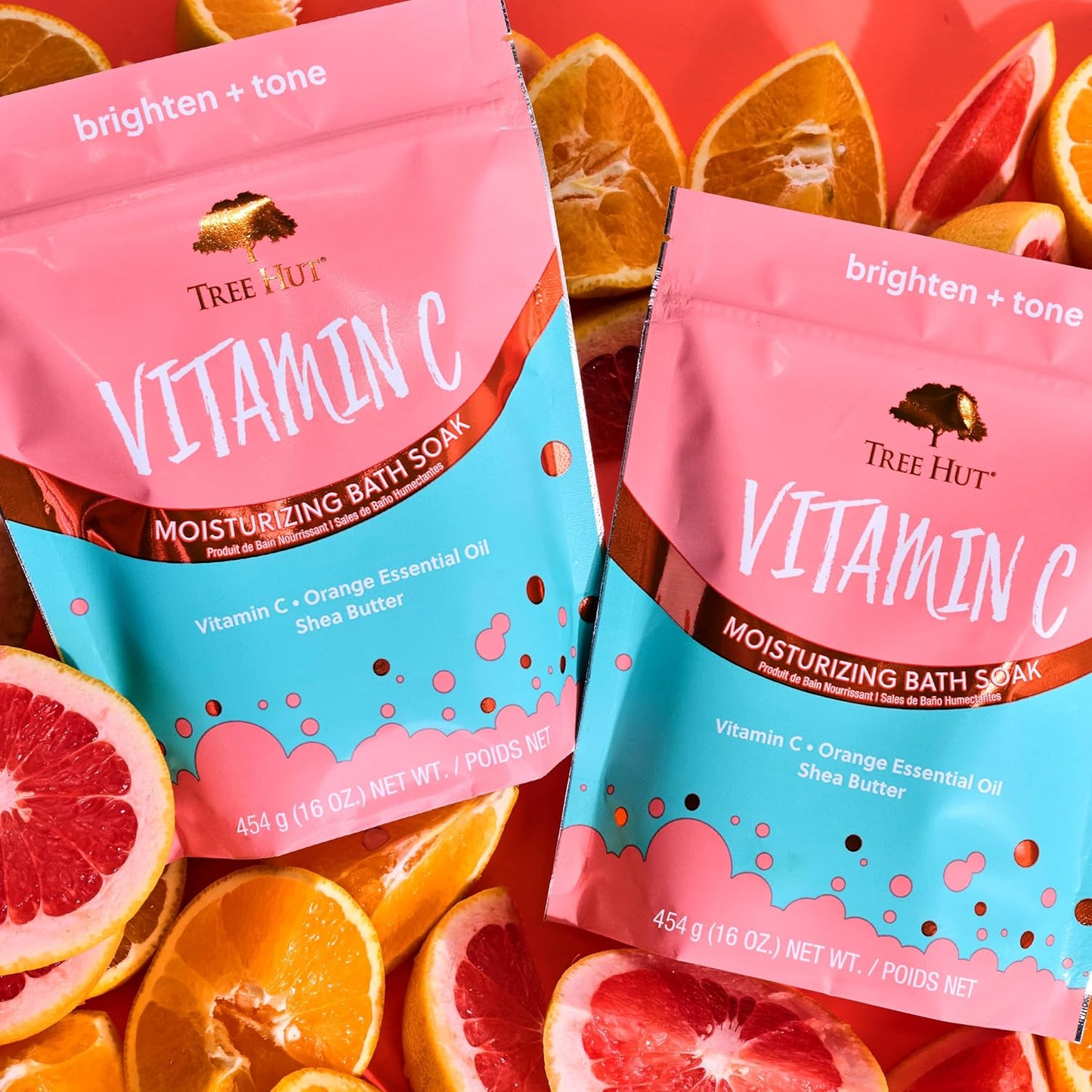 Tree Hut Vitamin C Brightening Bath Soak, Bath Salt with Orange Essental Oils & Shea Butter 16 Oz