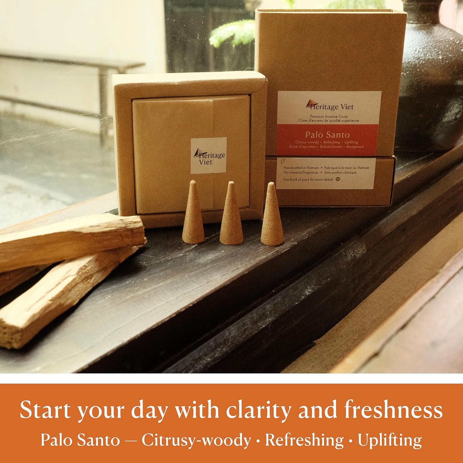 Premium Vietnam Incense - 16 Cones, No Chemical Fragrance, Handcrafted in Vietnam (Palo Santo)