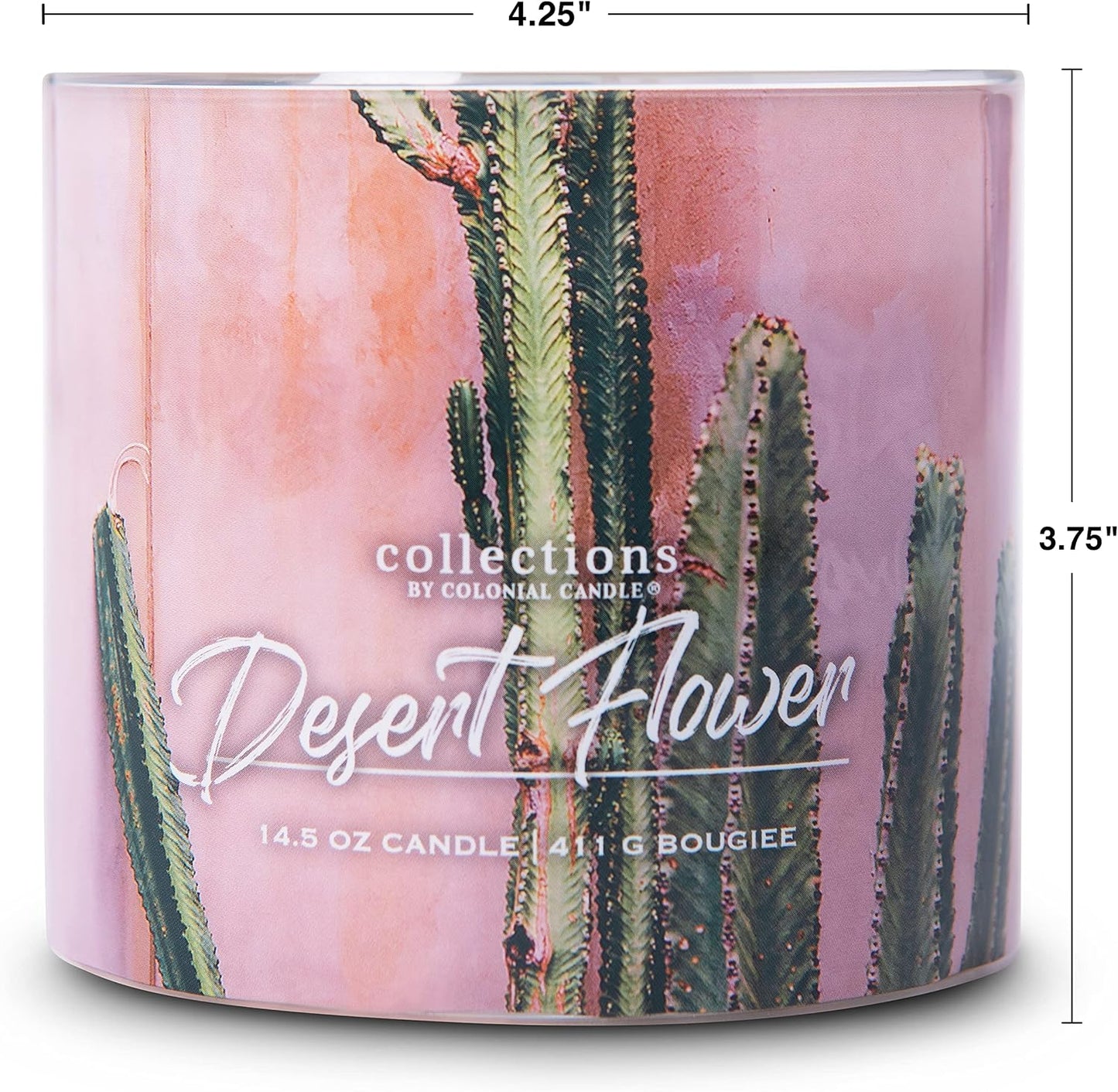Colonial Candle Desert Flower Scented Jar Candle, Desert Collection, Ivory, 3 Wick, 14.5 oz