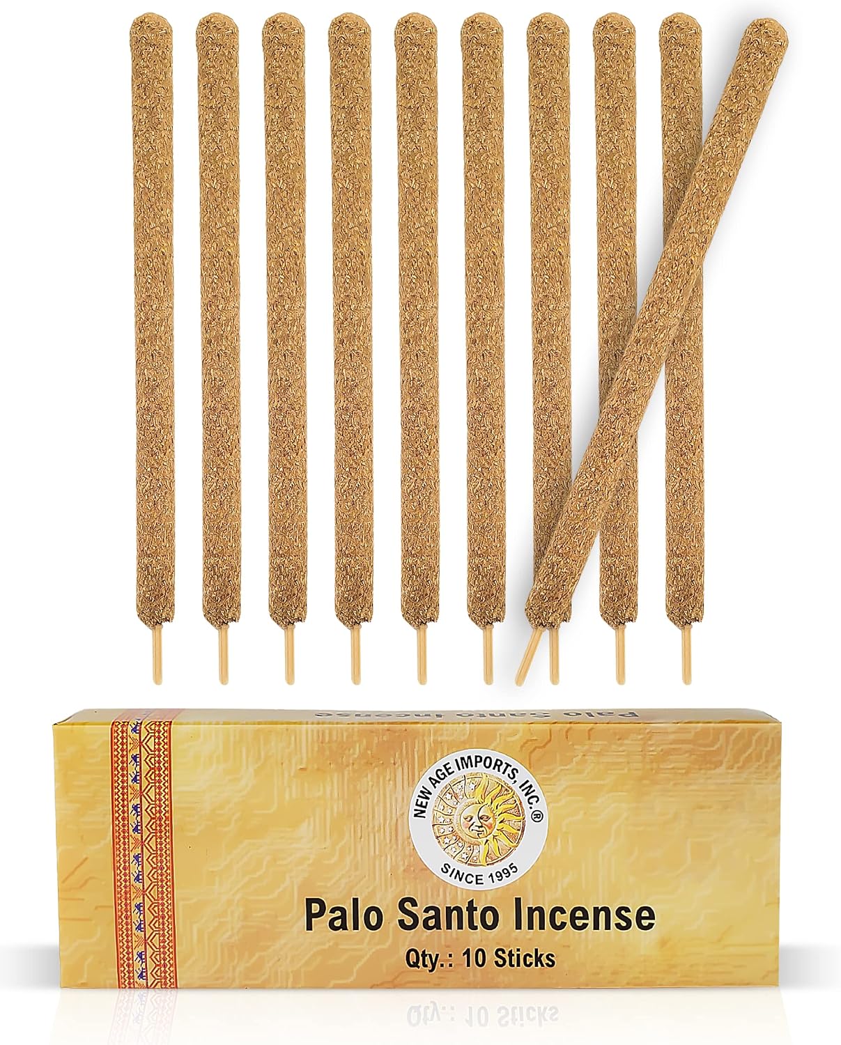 New Age Imports, Inc.® ~ Premium Palo Santo Holy Wood Hand Rolled Incense Sticks from Peru. Great for Meditation, Smudging, Spiritual Cleansing. (10 Sticks Pack). Burn time 90 mins.