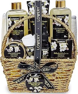 Bath and Body Gift Basket for Women – Orchid & Jasmine Home Spa Set with Body Scrubs, Lotions, Oils, Gels and More - Care Package for Women & Men - 9 Piece Womens Gifts Set