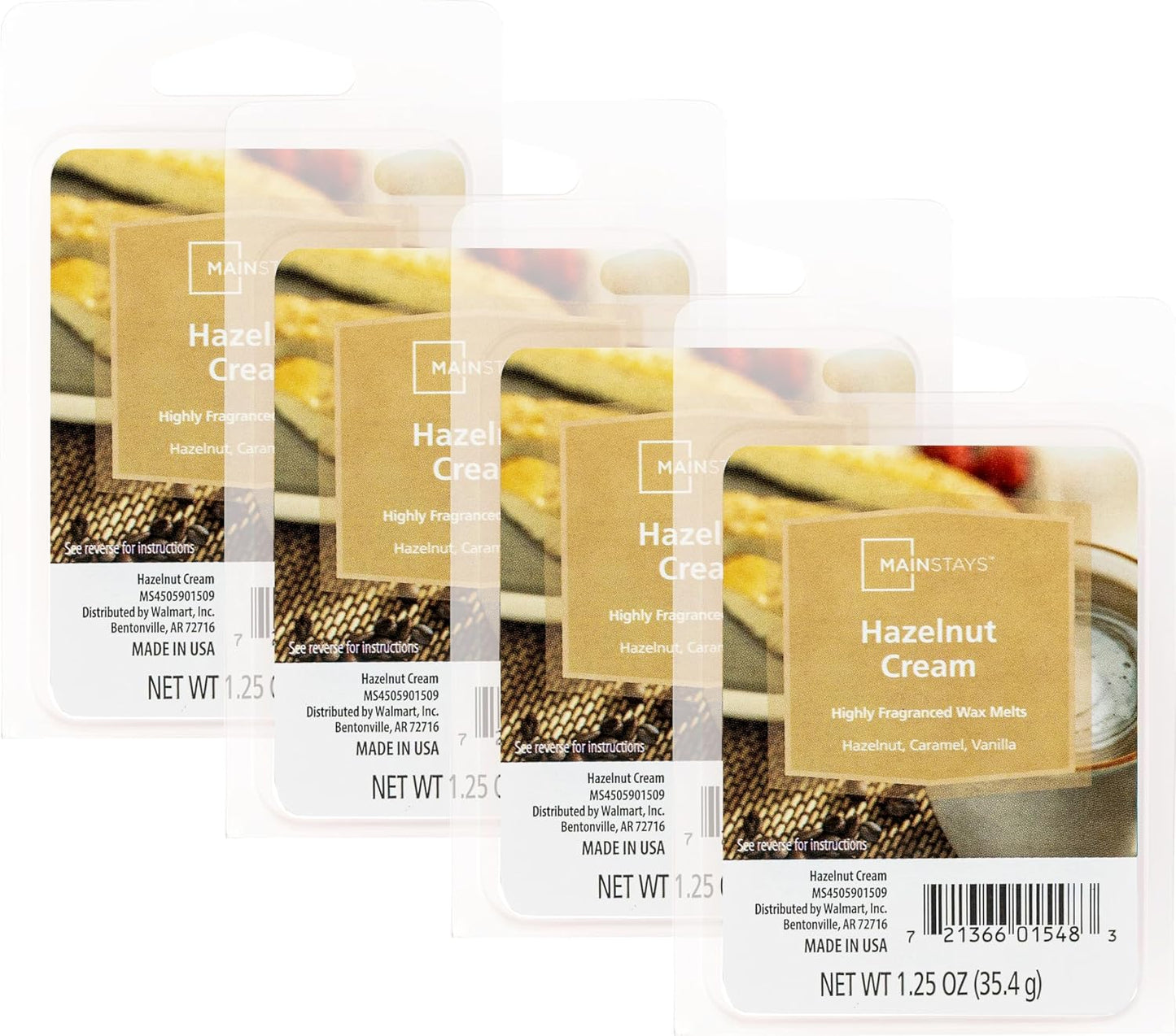 Maclock Mainstays Scented Wax Cubes 1.25oz 4-Pack (Hazelnut Cream), MS264