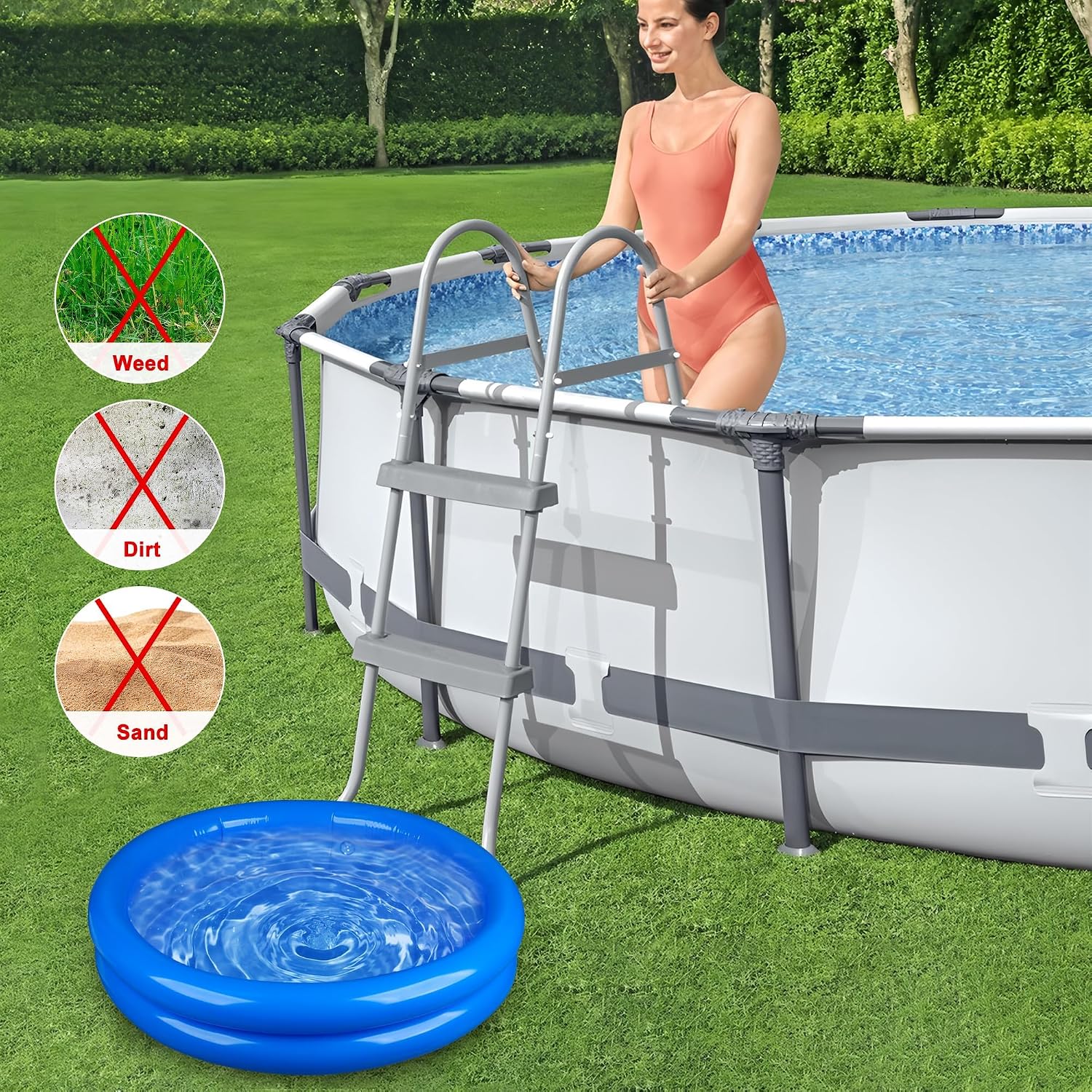 2 Pack Inflatable Pool Foot Bath Basin Swimming Pool Foot Soaking Wash Basin Tub Feet Bath Tray with Pump for Pools Entry Ladder Portable Above Ground Pools Accessories