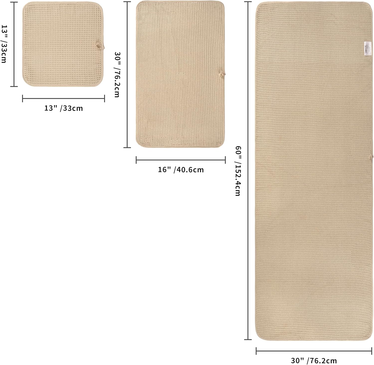 POLYTE 430 GSM Microfiber Quick Dry Lint Free Oversize Bath Towel Set, 6 Piece (Waffle Weave)