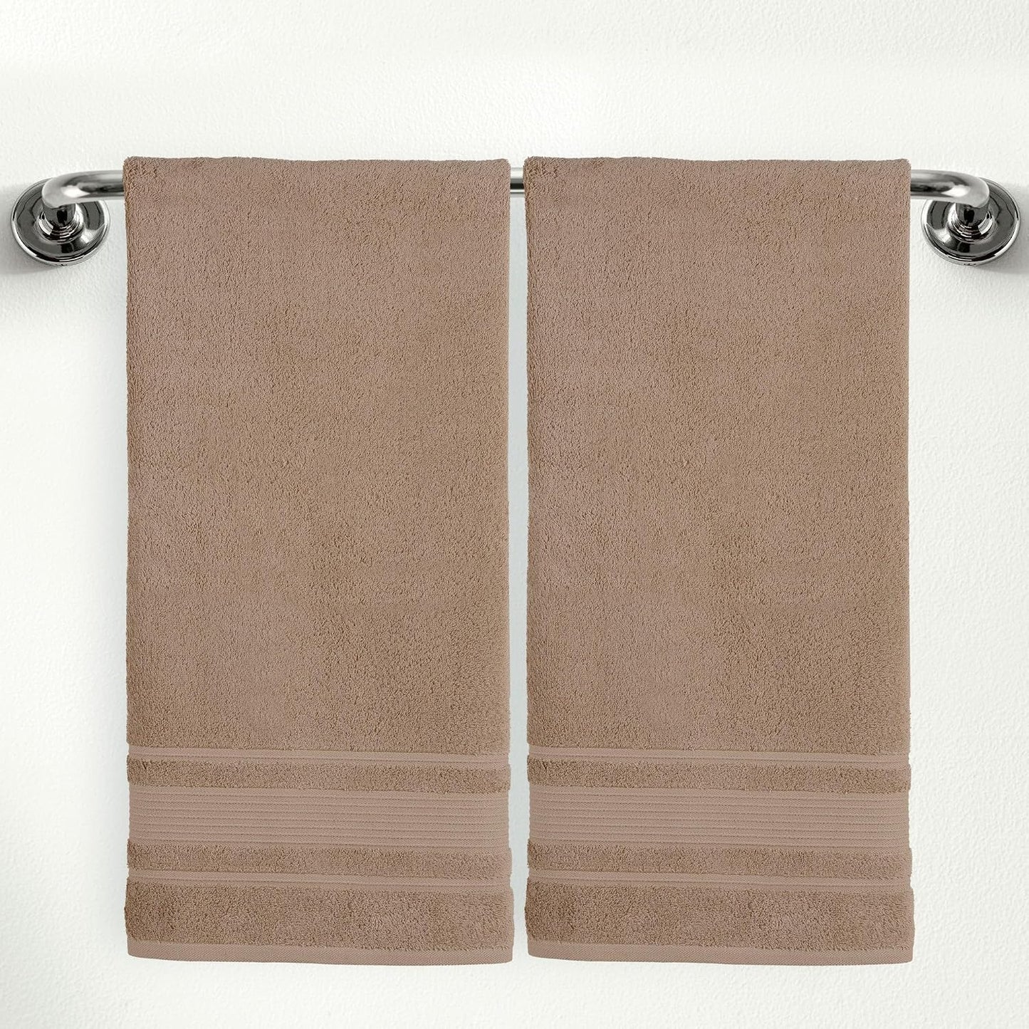 Personalized Custom 2-Piece Bath Towels Set – 100% Cotton, Soft & Absorbent – Embroidered Name or Monogram – Hotel Towels for Bathroom, Spa, Hotel, Wedding & Gift – Brown