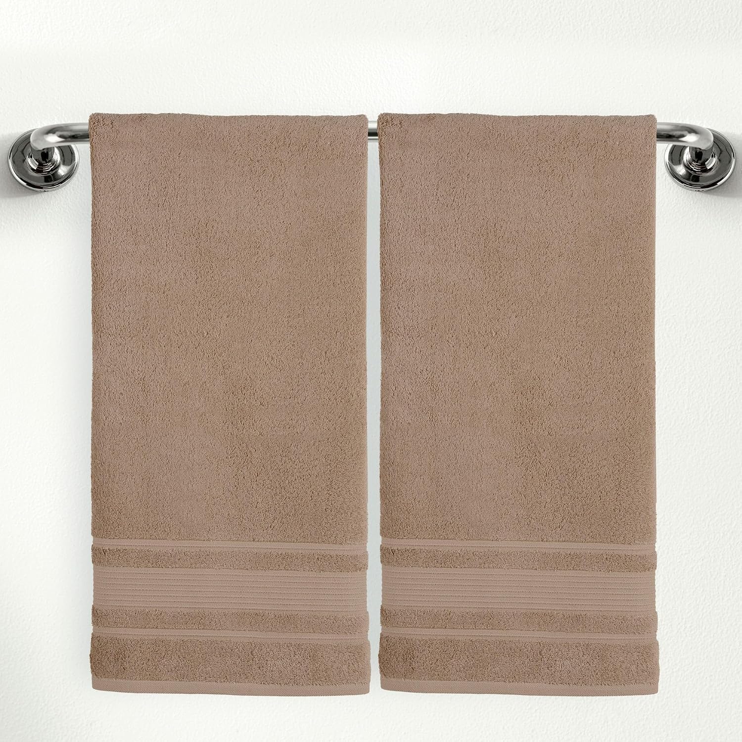 Personalized Custom 2-Piece Bath Towels Set – 100% Cotton, Soft & Absorbent – Embroidered Name or Monogram – Hotel Towels for Bathroom, Spa, Hotel, Wedding & Gift – Brown
