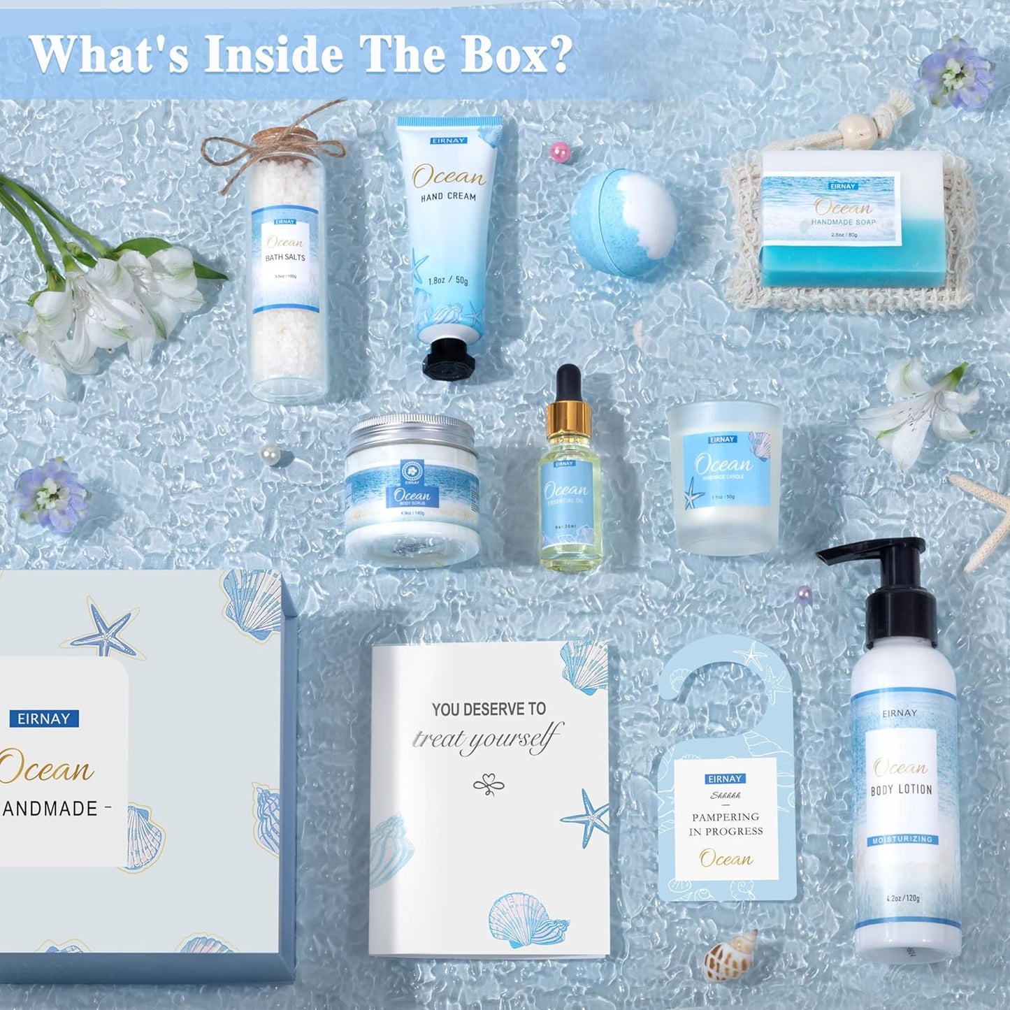 Mothers Day Gifts for Women, Spa Gifts Basket for Women, 12Pcs Ocean Bath and Body Gifts Set, Self Care Gifts for Mom, Wife, Girlfriend, Sister, Female Friends