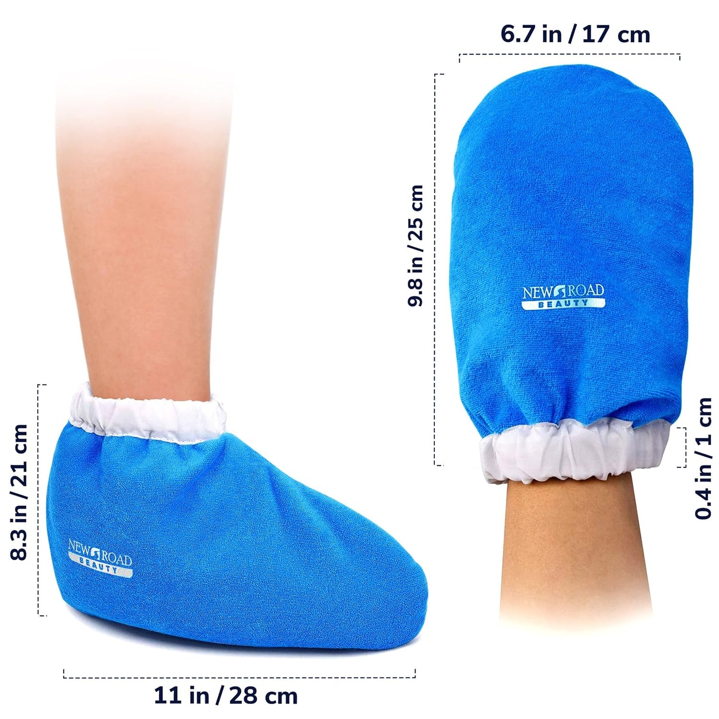 Paraffin Wax Mitts for Hand and Foot, Thick Heat Therapy Insulated Terry Cloth for Paraffin Treatments, Use for Pedicure Foot Spa - Blue