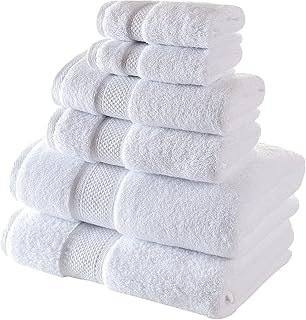 BAGNO MILANO Turkish Towels Hotel-Spa Towel Set, 100% Turkish Cotton | Ultra Soft Plush Absorbent Towels Set (White, Towel Set of 6)