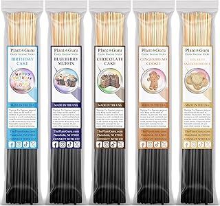 Bakery Incense Sticks Variety Set Bulk 500 Pack Sampler 11" Sticks - 5 Bundles of 100 Sticks Per Bundle. Birthday Cake, Blueberry Muffin, Chocolate Cake, Gingerbread Cookie and Sugared Snickerdoodle.
