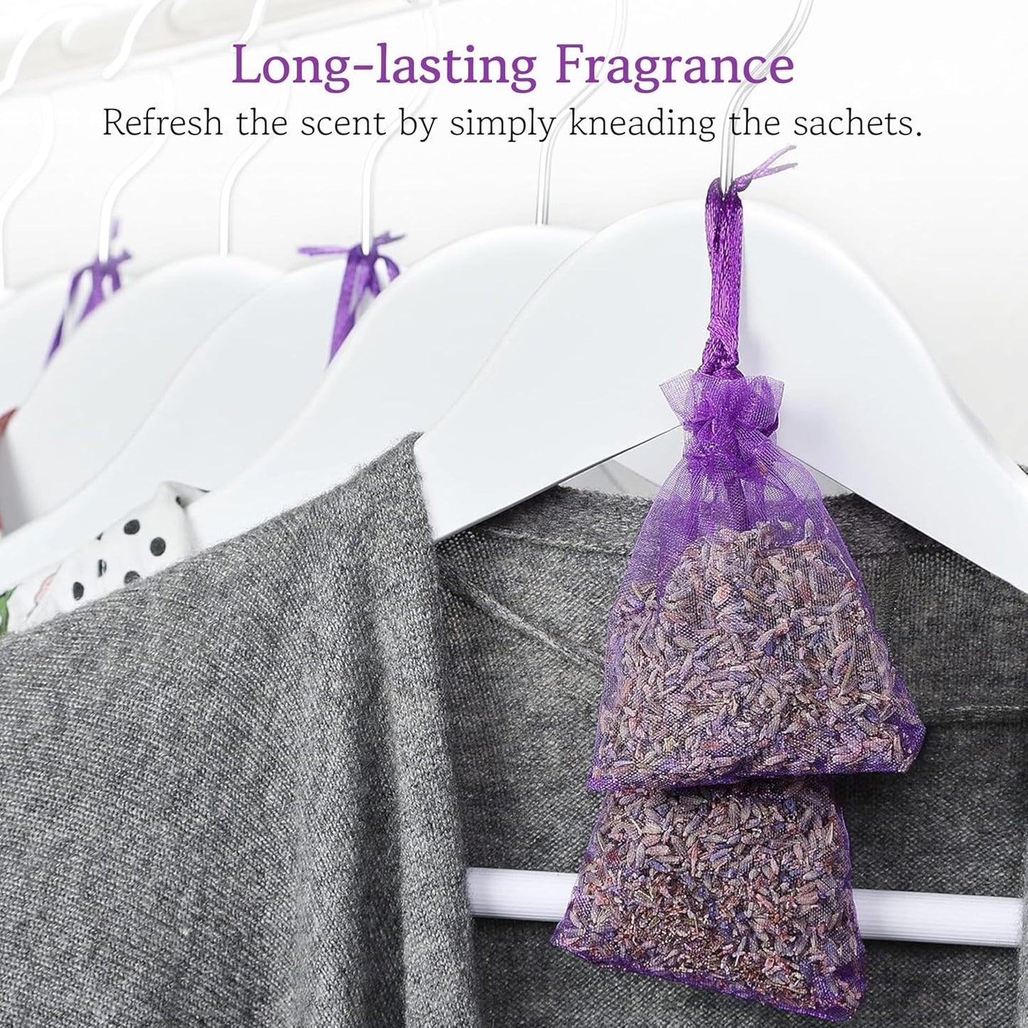 LAVODIA Lavender Sachets for Drawers and Closets - Pack of 20 Sachet Bags with Dried Lavender Flowers - Closet Deodorizer Odor Eliminator for Fresh Scented Storage