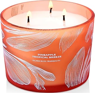 Pineapple Tropical Breeze 3 Wick Candle for Home Scented | 14.5 oz Large Soy Candle | Tropical Pineapple Fruit Summer Scented Candle | Fruity Aromatherapy Candles | Beach Gift for Women & Men