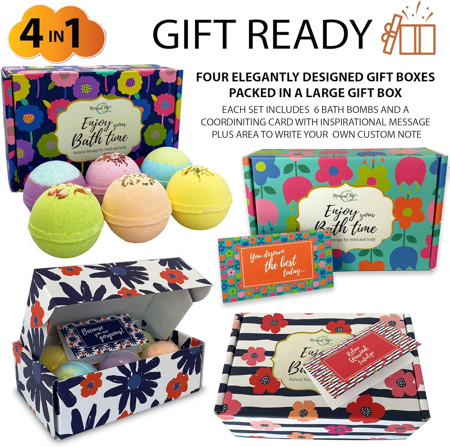 Bath Bombs for Women Gift Set - 24 Natural and Organic Bath Bombs with Essential Oils & Moisturizing Shea Butter, Spa Birthday Gift, Selfcare Gifts, Women, Teen Girls, Bridesmaid Gift