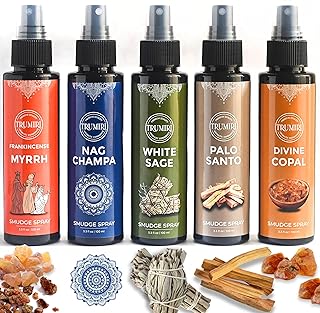 Set Of 5 Smudge Sprays White Sage|Palo Santo|Frankincense Myrrh|Nag Champa|Copal For Negative Energy Cleansing Of Home - Natural Room Sprays And Body Mists Made With Non Toxic Essential Oils