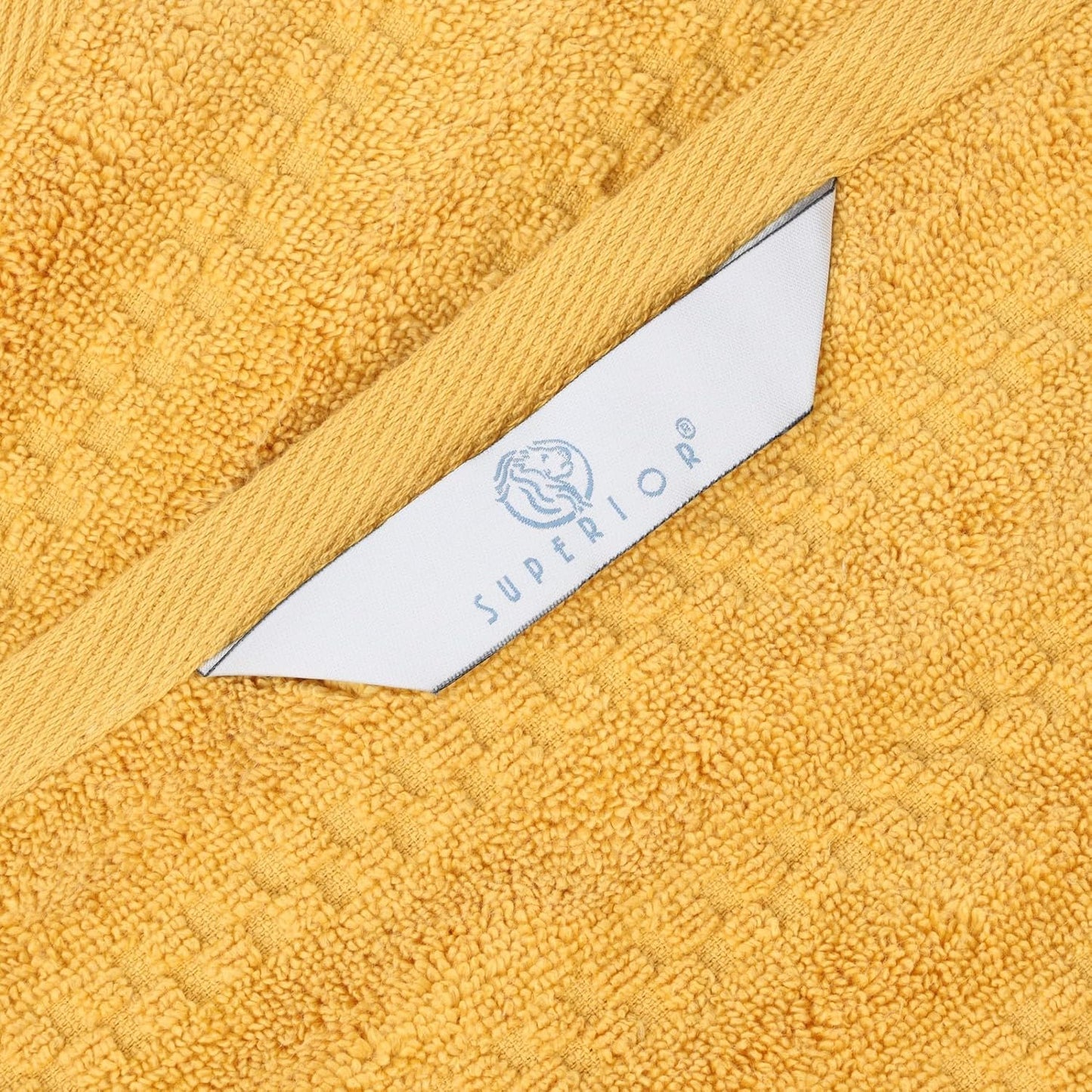 Superior Zuma Zero Twist Cotton Medium Weight Towels, for Guest Bath, Bathroom, Shower, Spa, Plush Towels, Bath Essentials, Waffle Textured Stripes, 3 Piece Assorted Towel Set, Gold