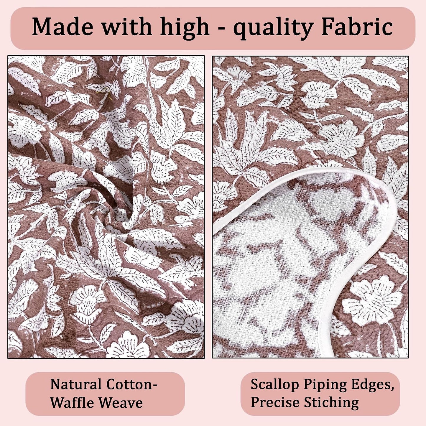 Ridhi Block Print Oak Brown Cotton Spa/Beach Towel 27"x54" Set of 2 Handmade Beach Towel, Quick Dry Turkish Style Bath, Soft Absorbent Luxury Towel for Home, Gym & Spa, Hair Drying