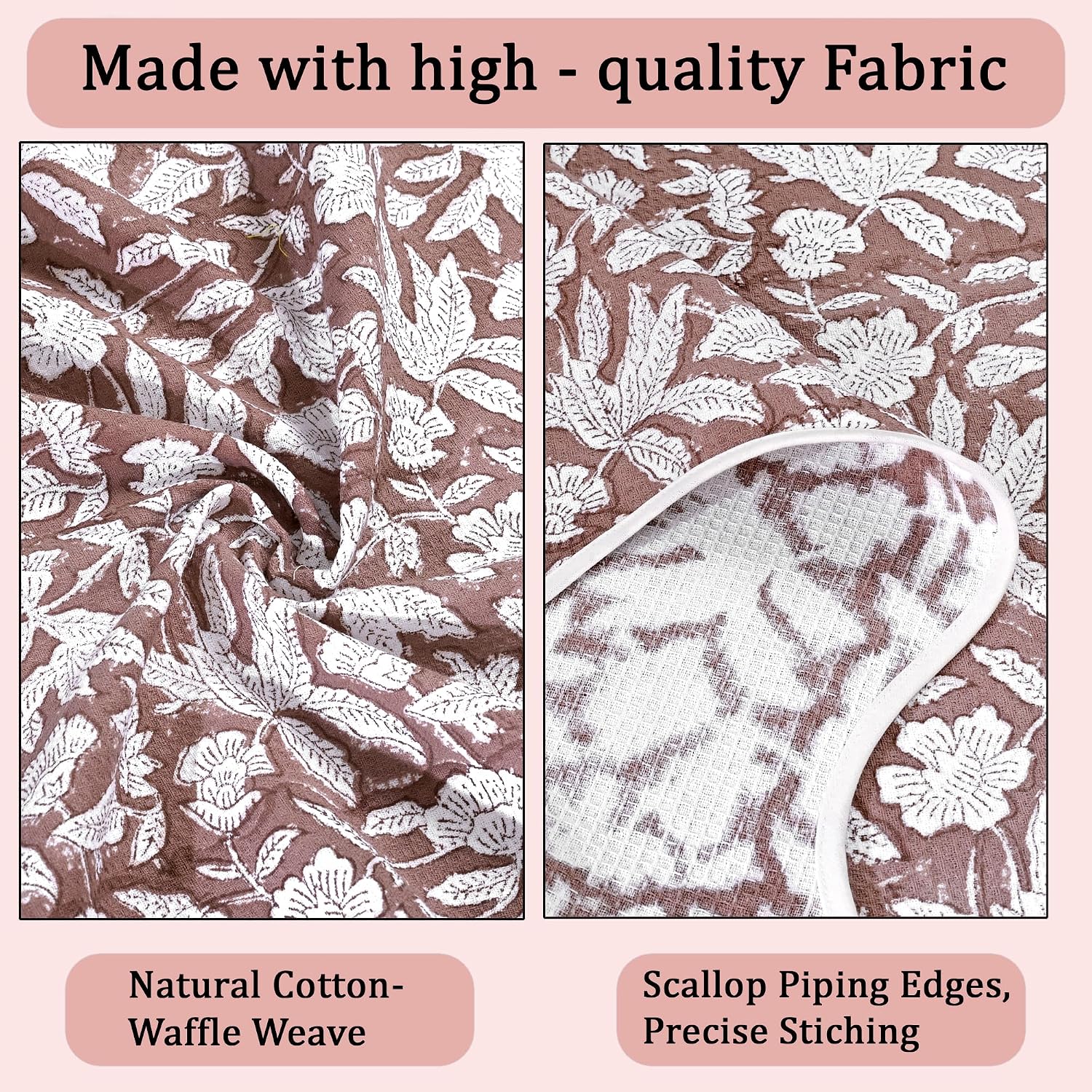 Ridhi Block Print Oak Brown Cotton Spa/Beach Towel 27"x54" Set of 2 Handmade Beach Towel, Quick Dry Turkish Style Bath, Soft Absorbent Luxury Towel for Home, Gym & Spa, Hair Drying
