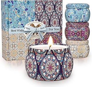 TranquilBliss Scented Candle Set, 4 Pack Soy Wax Candles, 120H Burn Time, Ideal Gifts for Women, Birthday Presents