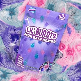 Tub Works® Lil' Bursts™ Mini Bath Bombs for Kids, 90 Count, Cosmic | Nontoxic | Tiny Kids Bath Bombs with A Burst of Color, Foam & Bubbles | Customize Kids Bath with Fun Bath Colors | Create Tub Art