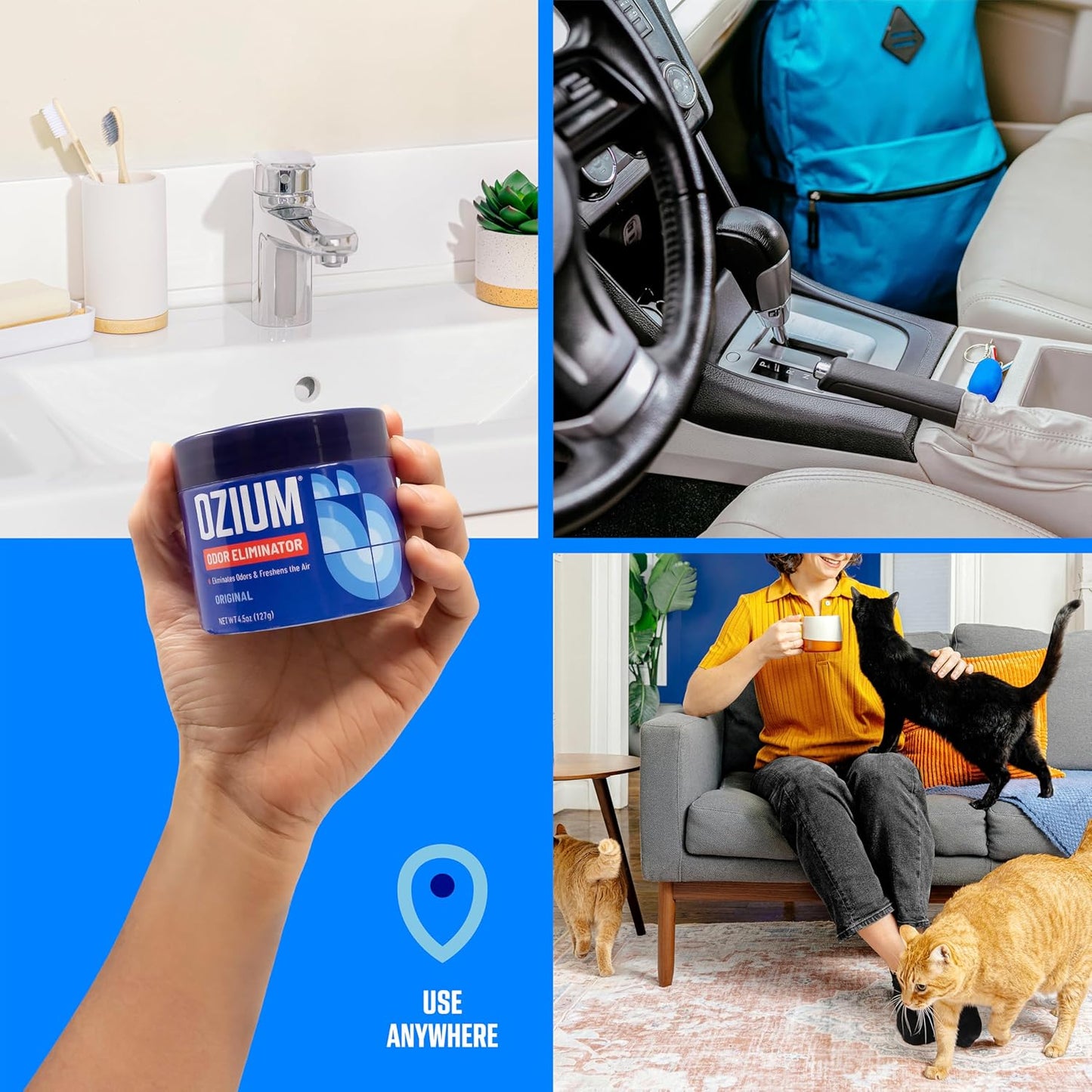 Ozium 8 Oz. 1 Pack Odor Eliminating Gel for Homes, Cars, Offices and More