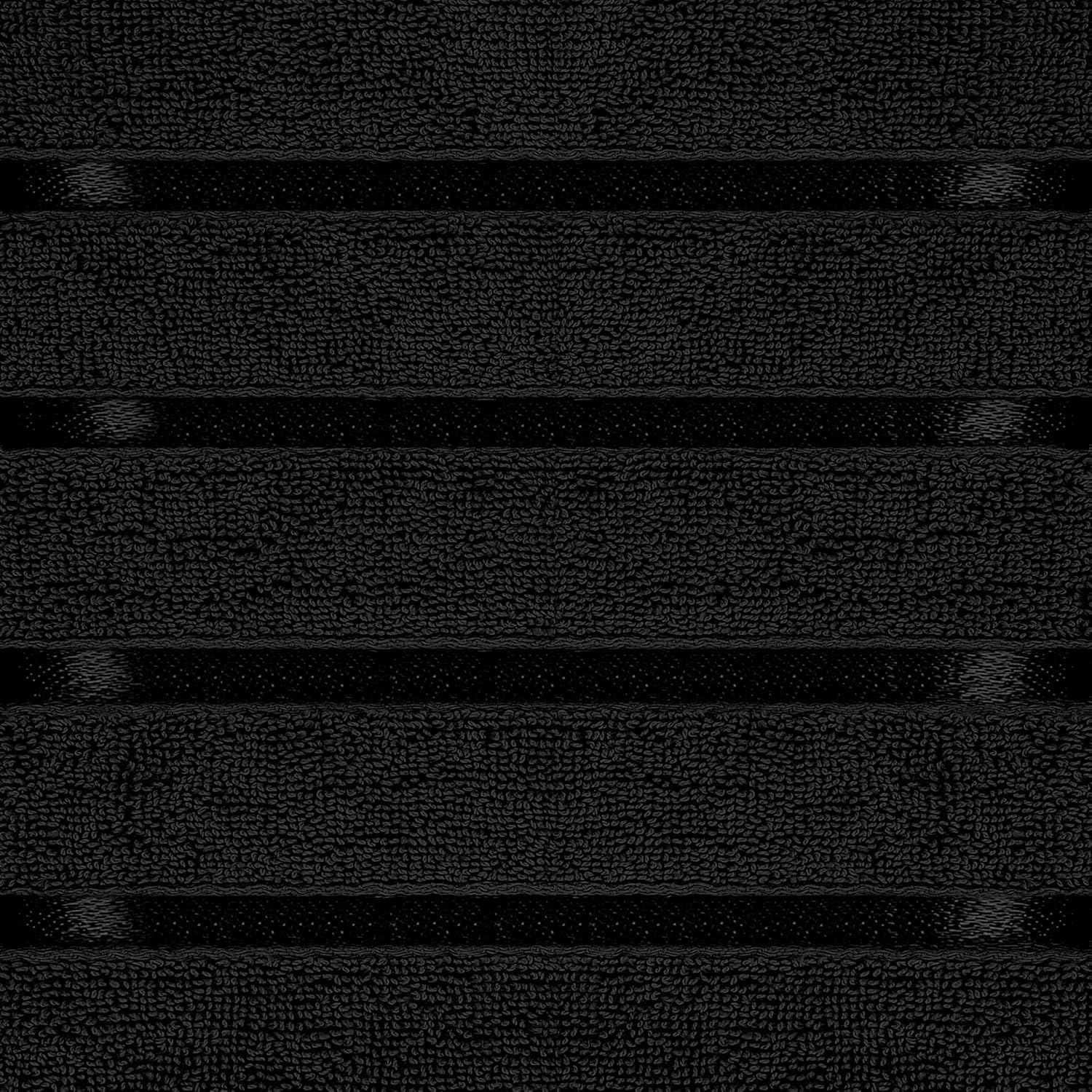 Utopia Towels 8 Piece Luxury Towel Set, 2 Bath, 2 Hand, and 4 Wash Cloths, 600 GSM Ring Spun Cotton, Highly Absorbent Viscose Stripe Towels, Ideal for Everyday use, Black