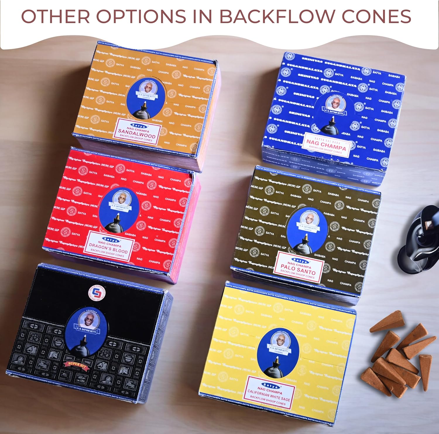Sandalwood Backflow Incense Cones for Waterfall Aromatic Smoke Fountain Haze Falls and Mat Bundle - Pack of 12