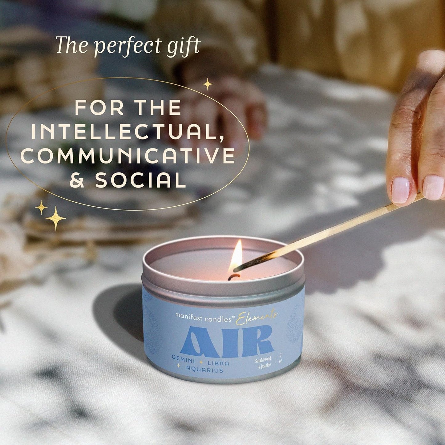Zodiac Air Aquarius Gemini Libra Gifts for Women Crystal Candle, 45 Hour Burn, Zodiac Astrology Gifts Meditation Candle Healing with Crystals, Spiritual Manifestation Healing Stones Bracelet