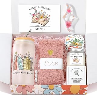 Book Lovers Gifts, Bookish Book Lover Readers Gifts for Women Basket Set of 6