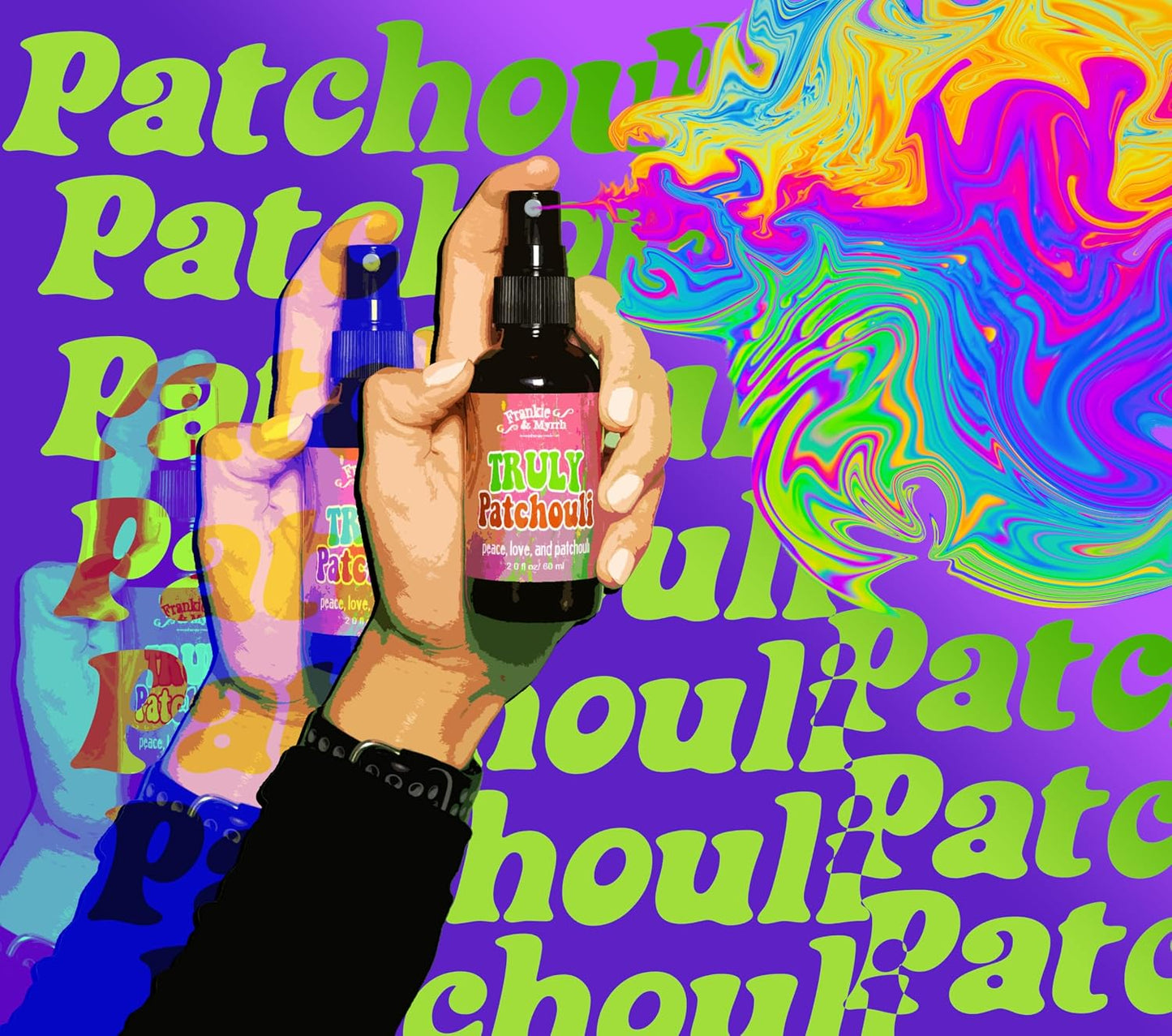 Frankie & Myrrh Truly Patchouli Aromatherapy Spray - Dark Aged Patchouli Oil Room, Linen, and Body Mist. Earthy, Musky Freshwater Scent for Relaxation and Energy.
