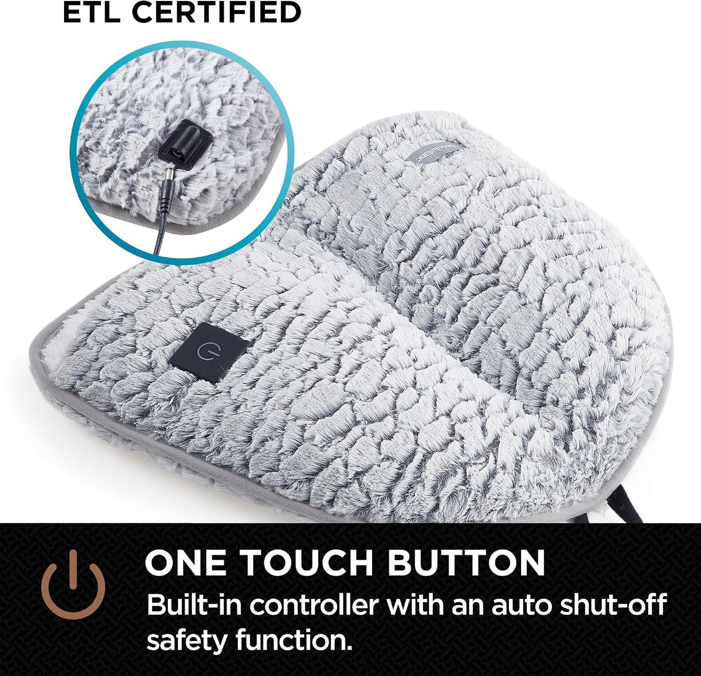 Brookstone Electric Foot Warmer | Ultimate Relaxation with 4 Adjustable Settings for Custom Warmth | Soft Sherpa-Lined for Supreme Comfort | Feet Heater for Sofa, Desk or Anywhere | 100% Polyester