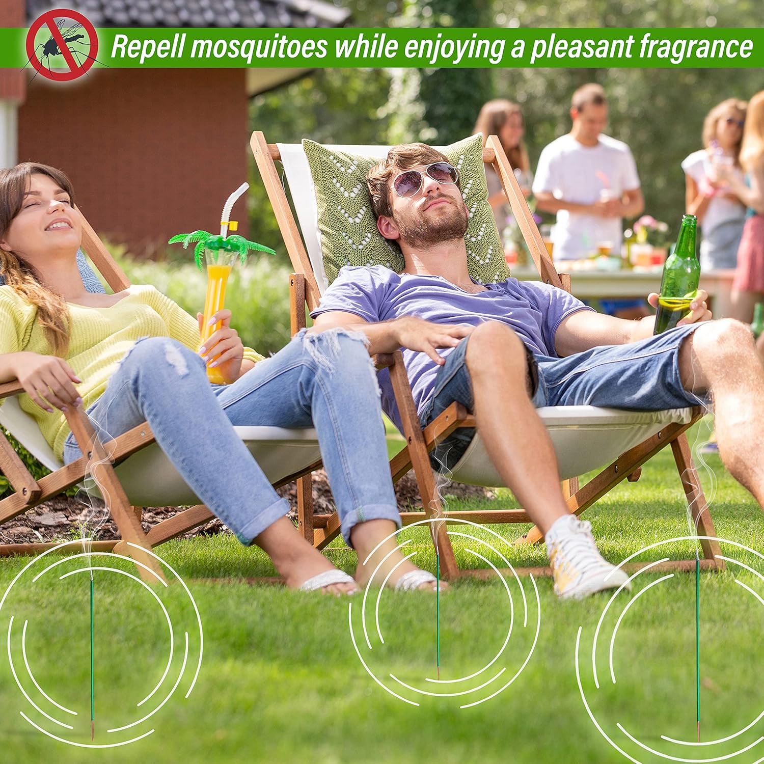 Mosquito Repellent Incense Sticks 50 Pieces per Box, for Patio/Natural Ingredients Citronella Oil/Lemongrass Oil/Made Natural Based Essential - DEET Free - Mosquito Repellent Outdoor