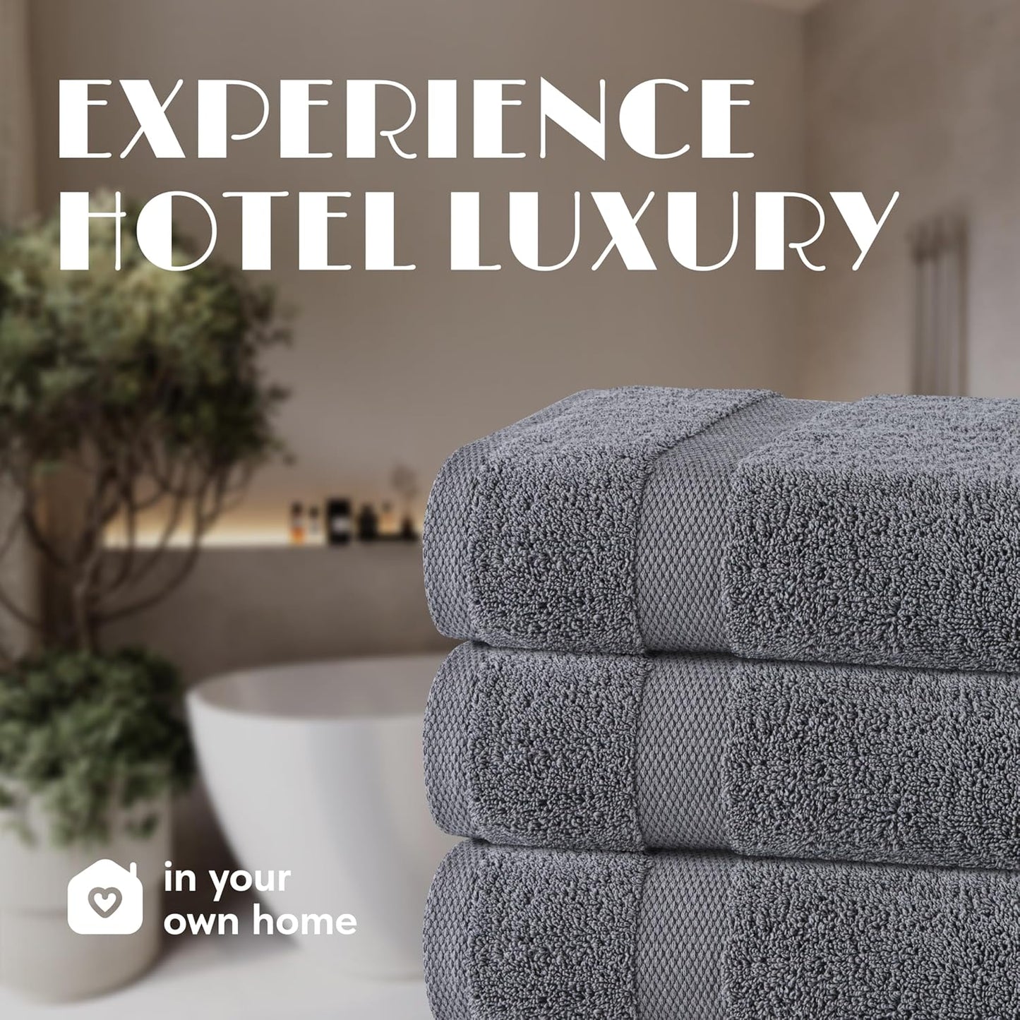 White Classic Wealuxe Grey Towels for Bathroom 6 Pack, Cotton Bath Towel Set for Hotel, Gym, Spa, Soft Extra Absorbent Quick Dry 22x44 Inch