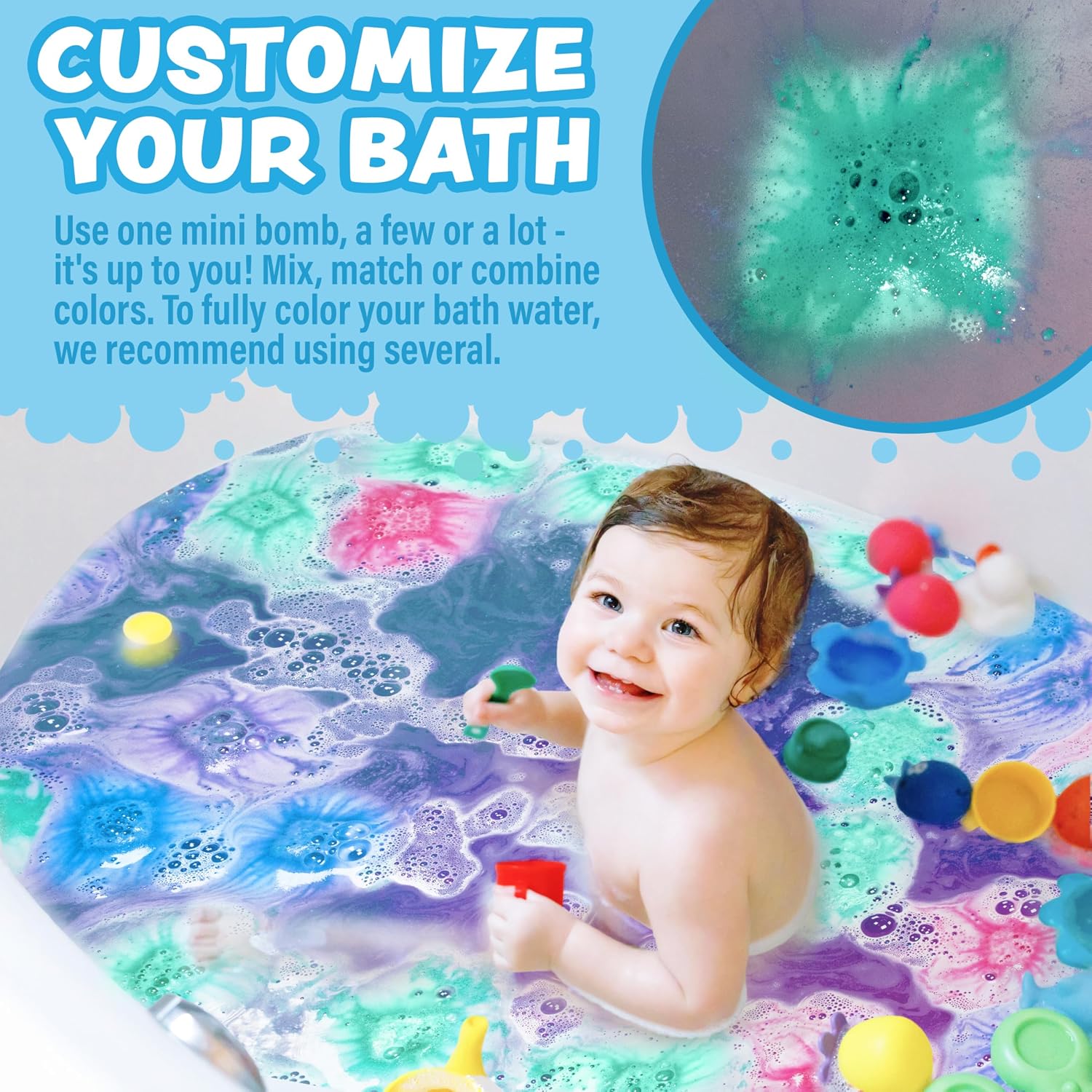 Tub Works® Lil' Bursts™ Mini Bath Bombs for Kids, 90 Count, Gumdrop | Nontoxic | Tiny Kids Bath Bombs with A Burst of Color, Foam & Bubbles | Customize Kids Bath with Fun Bath Colors | Create Tub Art