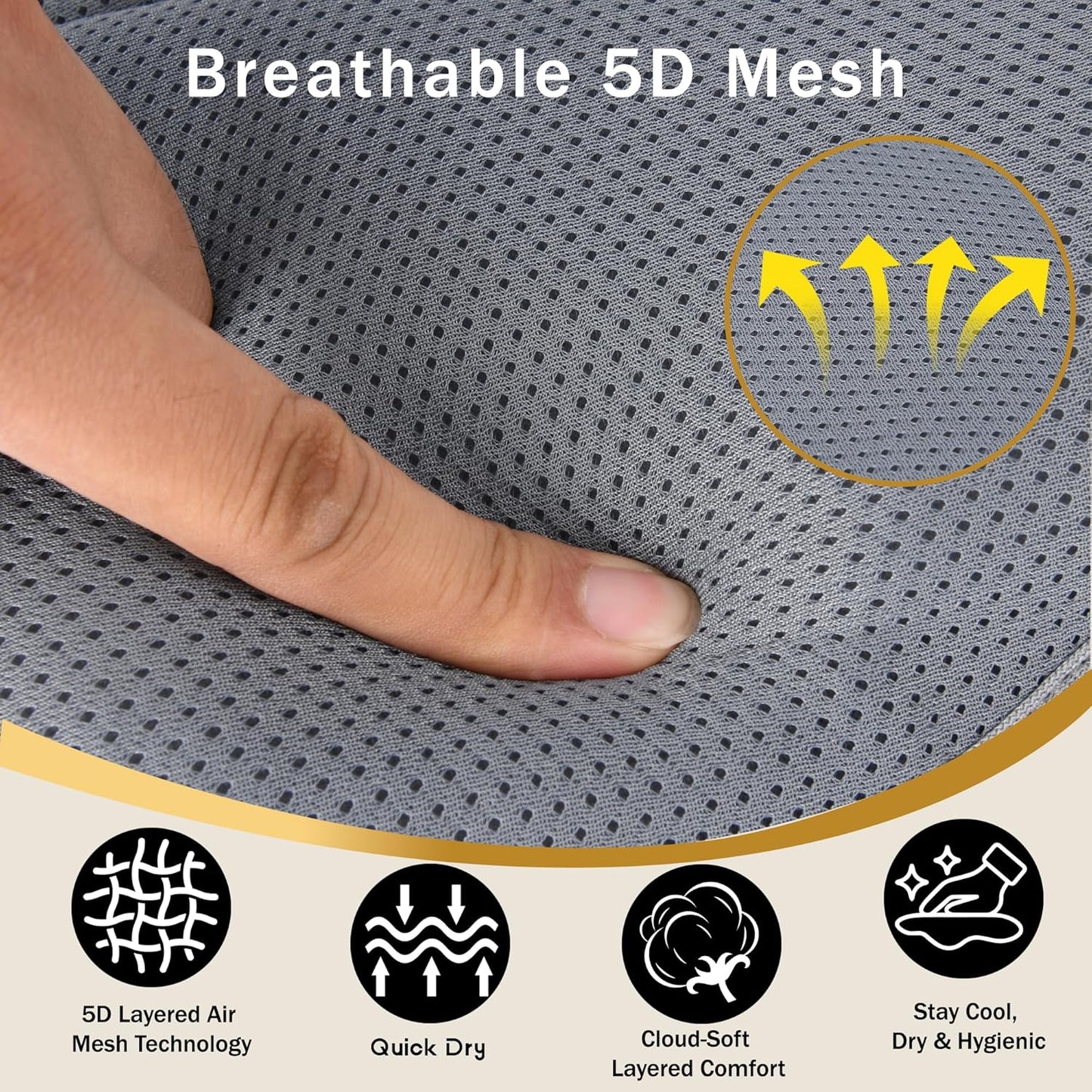 Bath Pillow PYRRHIC - Bathtub Pillow 5D Mesh with Neck & Back Support Non-Slip Suction Cups Fast Drying Soft Spa Pillow Relaxing Bath Accessories with Hook Laundry Bag Grey
