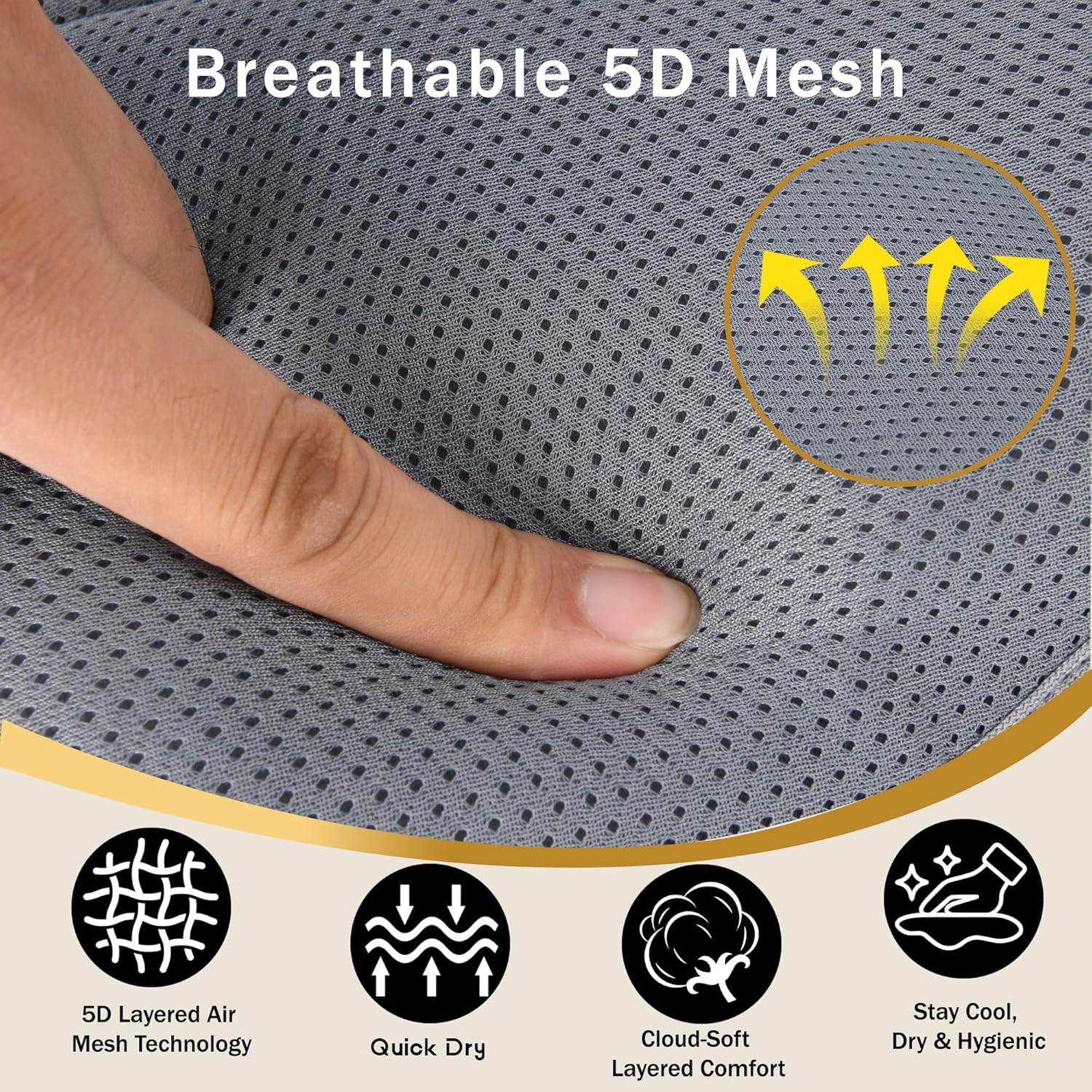 Bath Pillow PYRRHIC - Bathtub Pillow 5D Mesh with Neck & Back Support Non-Slip Suction Cups Fast Drying Soft Spa Pillow Relaxing Bath Accessories with Hook Laundry Bag Grey